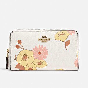 COACH C9021 MEDIUM ID ZIP WALLET WITH FLORAL    NWT